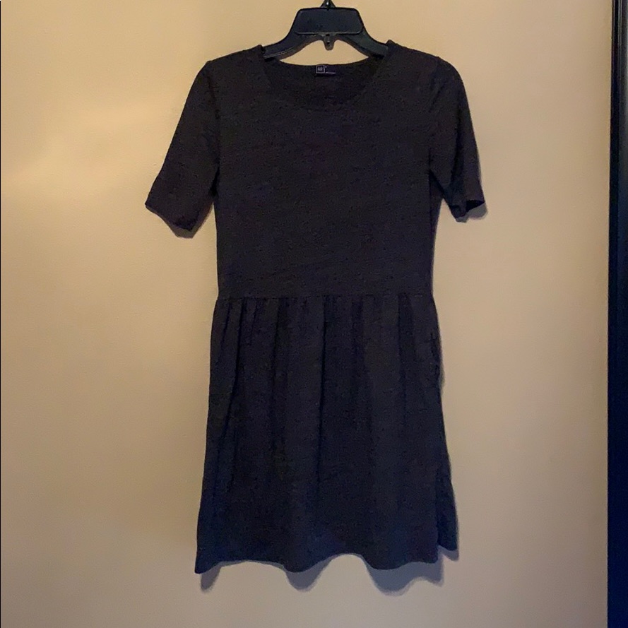 Gray Babydoll Dress With Pockets